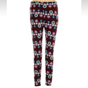 LuLaRoe TC Tall Curvy Plus Size 1X Nesting Doll Matryoshka Leggings Burgundy 1X